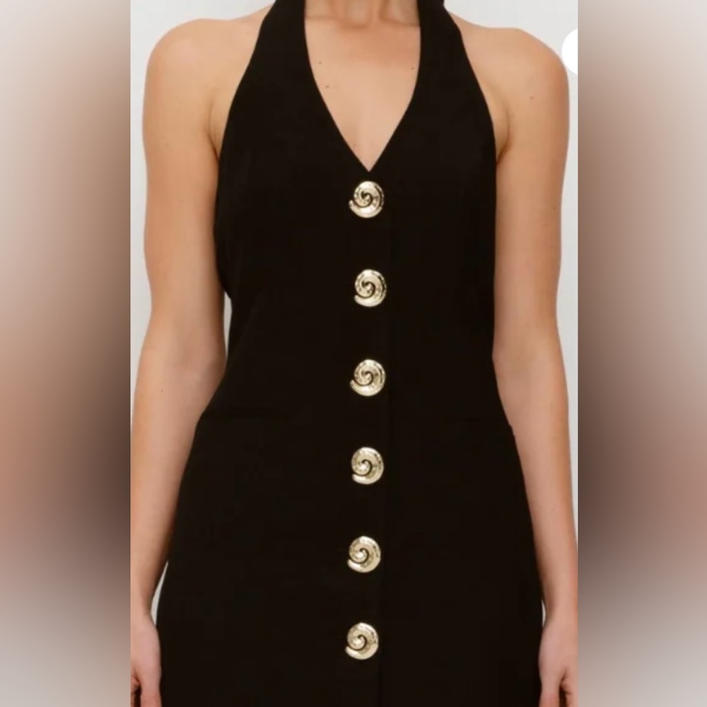 Black Dress with Gold Accents